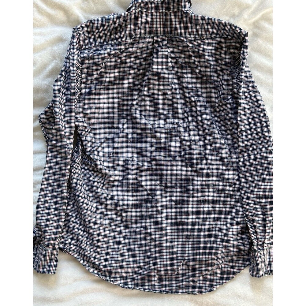Ralph Lauren Men’s Dress Shirt Size M Medium Navy Blue Plaid Pony Logo 15/33 - Picture 3 of 6